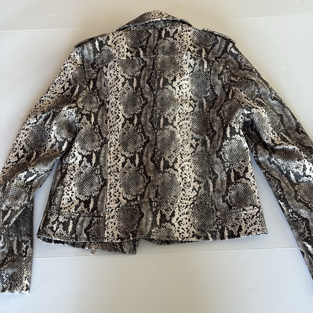 Philosophy Snake Print Embossed Faux Leather Moto Jacket Size M - Picture 3 of 7